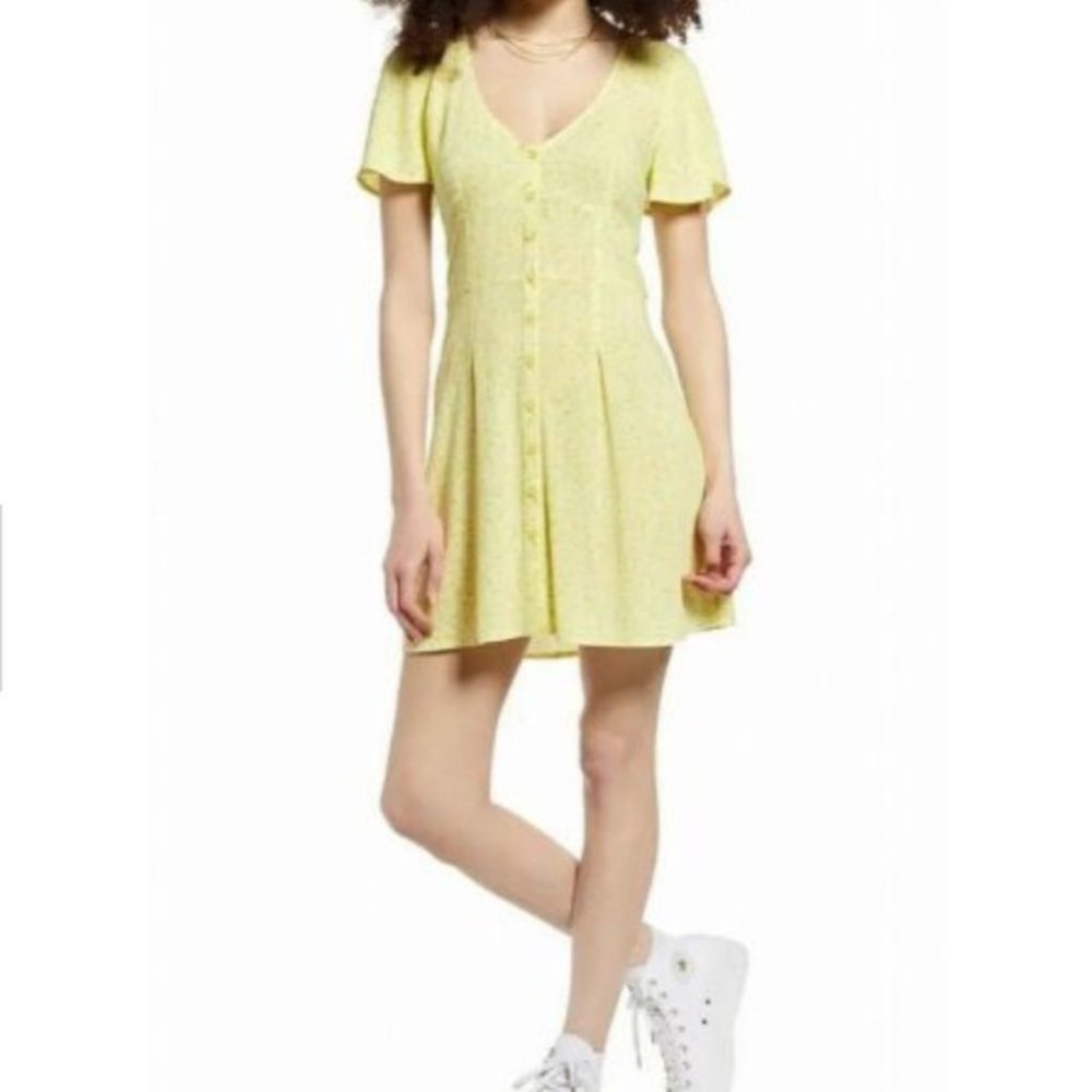 BP. Women's  Fit & Flare Speckled Print Flowy Button Up Dress Size M NEW
